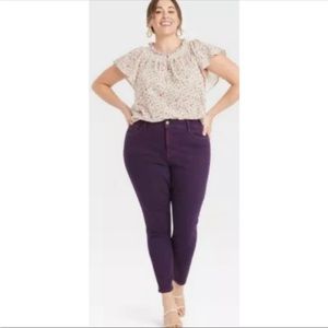 Ava & Viv High Rise Skinny Purple Jeans Plus Size 24W Women